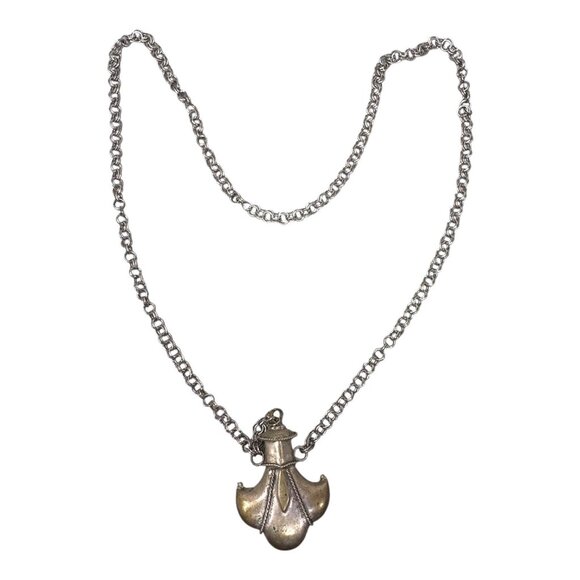 Ellen Sperry Conversation Silver Tone Genie Perfume Bottle Pendant Vtg Necklace - Picture 8 of 12